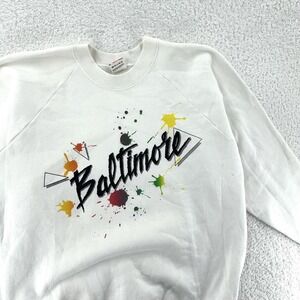 vintage 90s BALTIMORE MARYLAND SPLATTER ART CREWNECK SWEATSHIRT LARGE